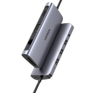 UGREEN HUB 11in1 Type-C 3.0 to 2*USB 3.1 + USB 3.0 + Type-C 3.1 + 2*HDMI + SD/TF + 3.5mm Audio PD 100W CM179, Space Gray