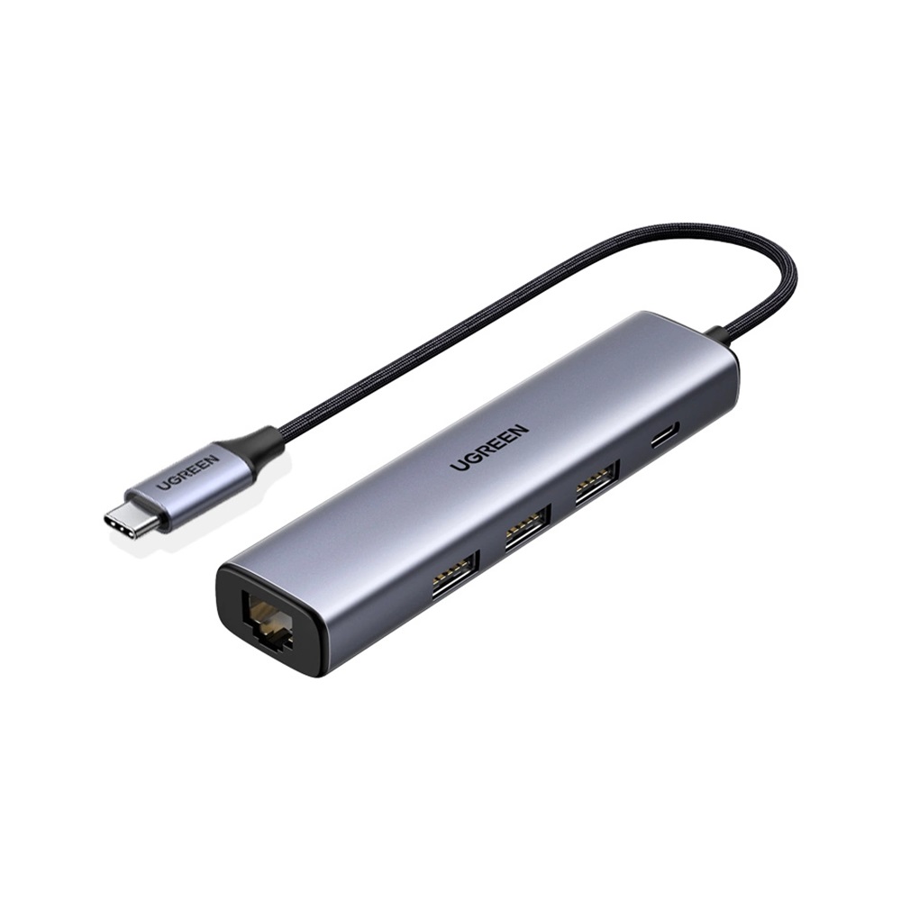 UGREEN HUB 4in1 Type-C 3.0 to 3*USB 3.0 + Gigabit RJ45 + Type-C PD 100W CM475, Space Grey - Image 2