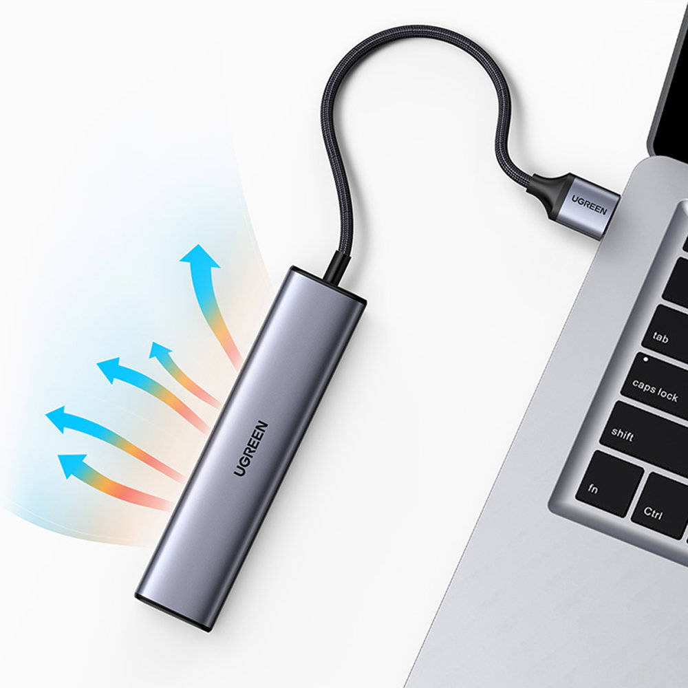 UGREEN HUB 4in1 Type-C 3.0 to 3*USB 3.0 + Gigabit RJ45 + Type-C PD 100W CM475, Space Grey - Image 3