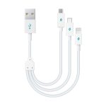 ttec Cable USB 3in1 to Micro-USB+Type-C+Lightning Trio 2.1A,1.2m, Black