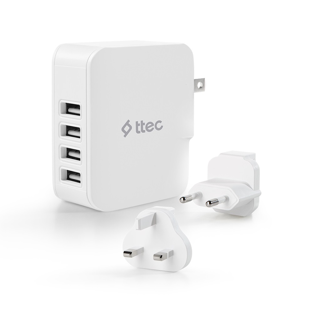 ttec Wall Charger 4*USB-A 5.1A 25W, White - Image 2