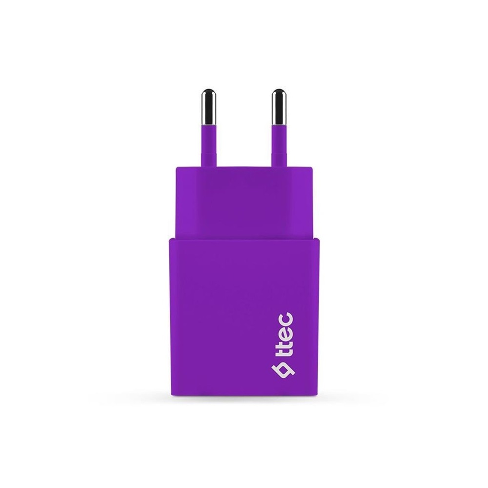 ttec Wall Charger with Cable USB to Type-C 2.4A (1.2m) Smart Travel, Purple - Image 2