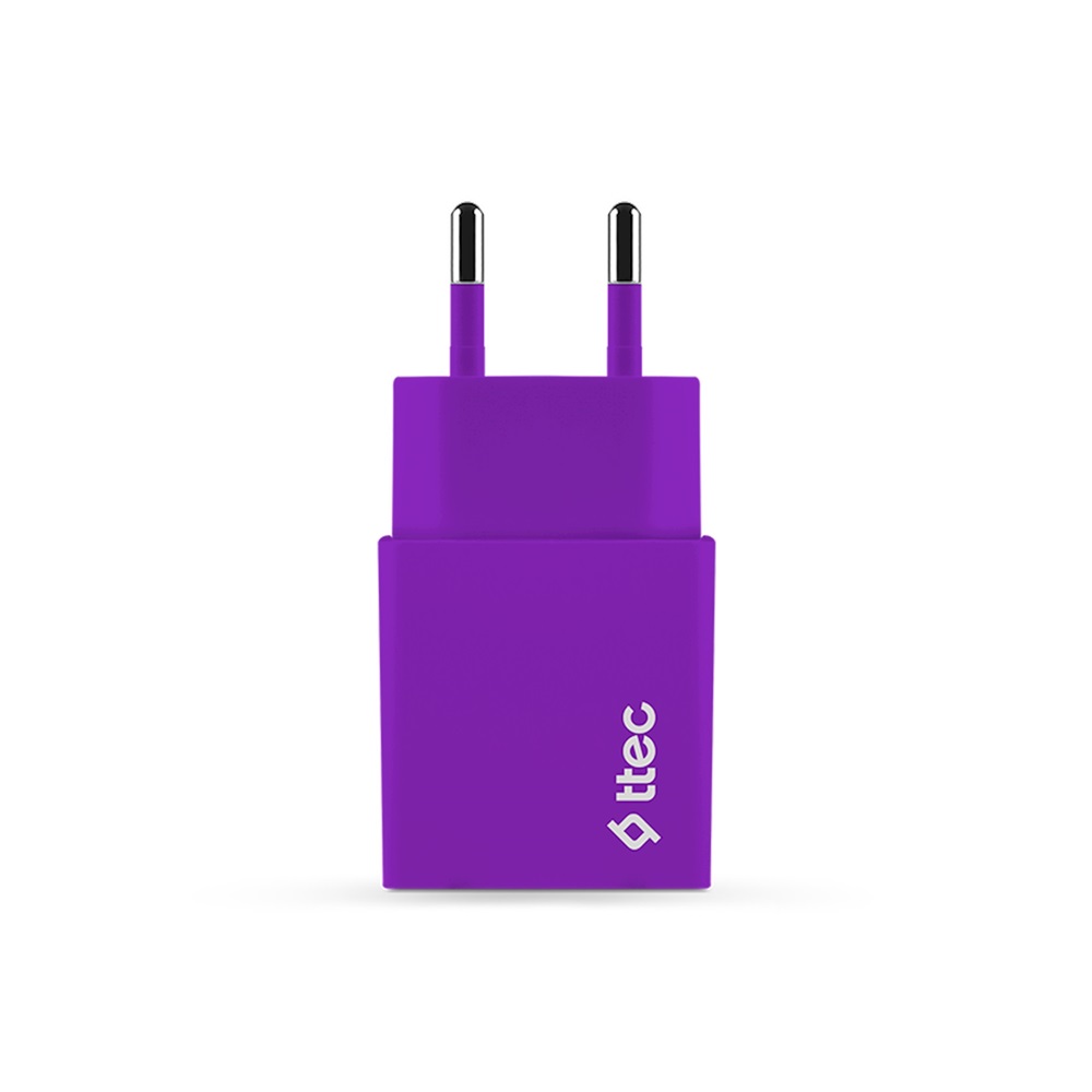 ttec Wall Charger with Cable USB to Lightning 2.4A (1.2m) Smart Travel, Purple - Image 2