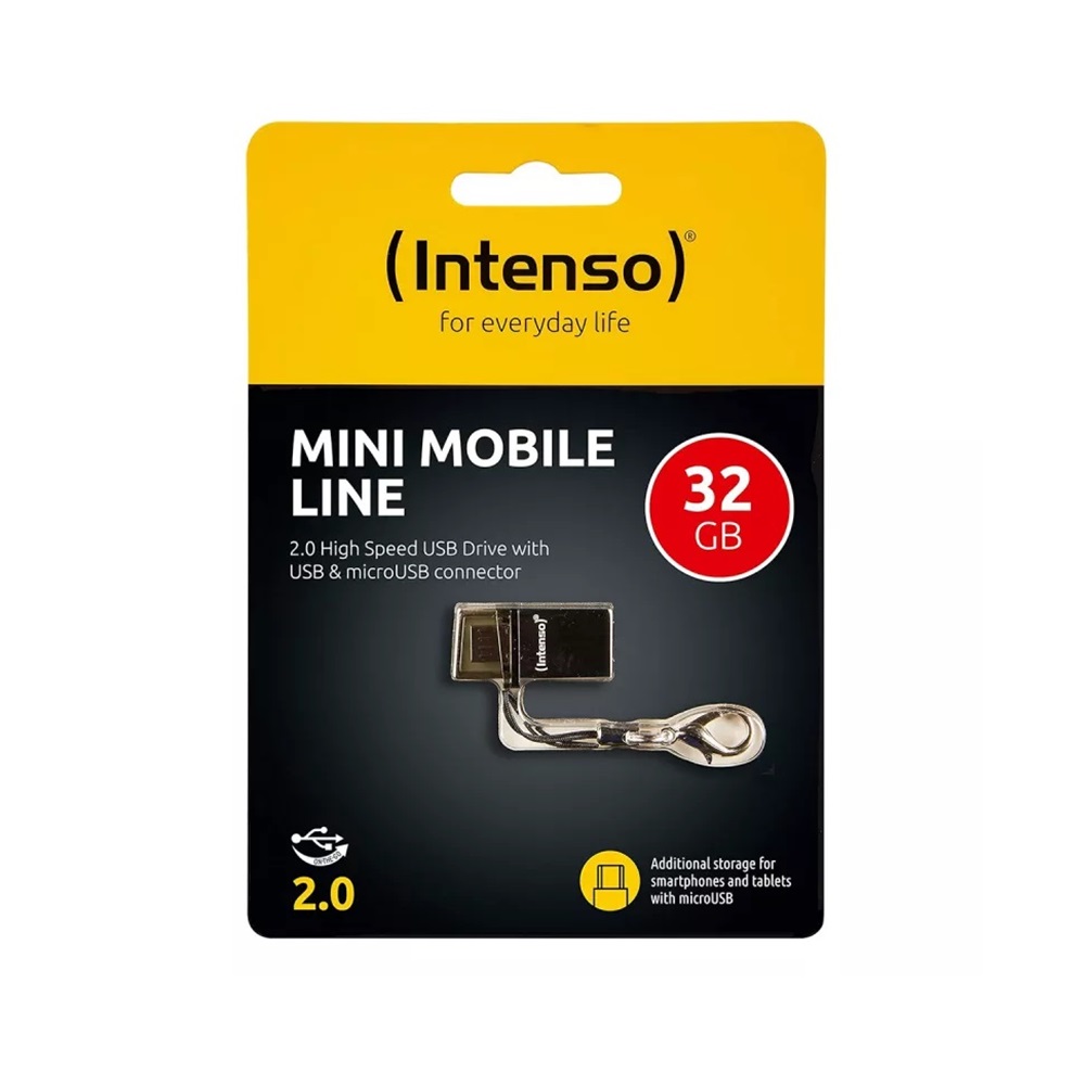 Intenso® USB Drive 2.0 (USB-A & microUSB) Mini Mobile Line 32 GB, Anthracite - Image 3