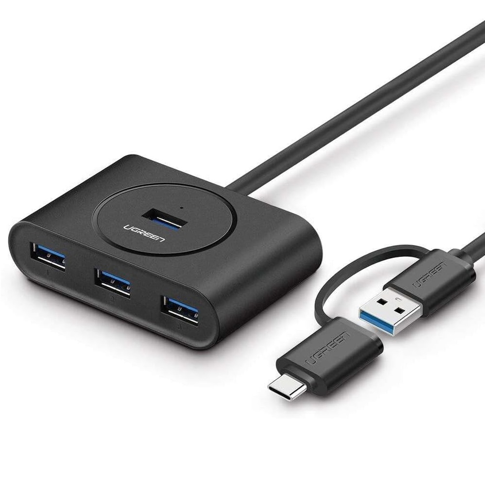 UGREEN HUB 4in1 USB 3.0 with Type-C adapter to 4*USB 3.0 1M CR113, Black - Image 2