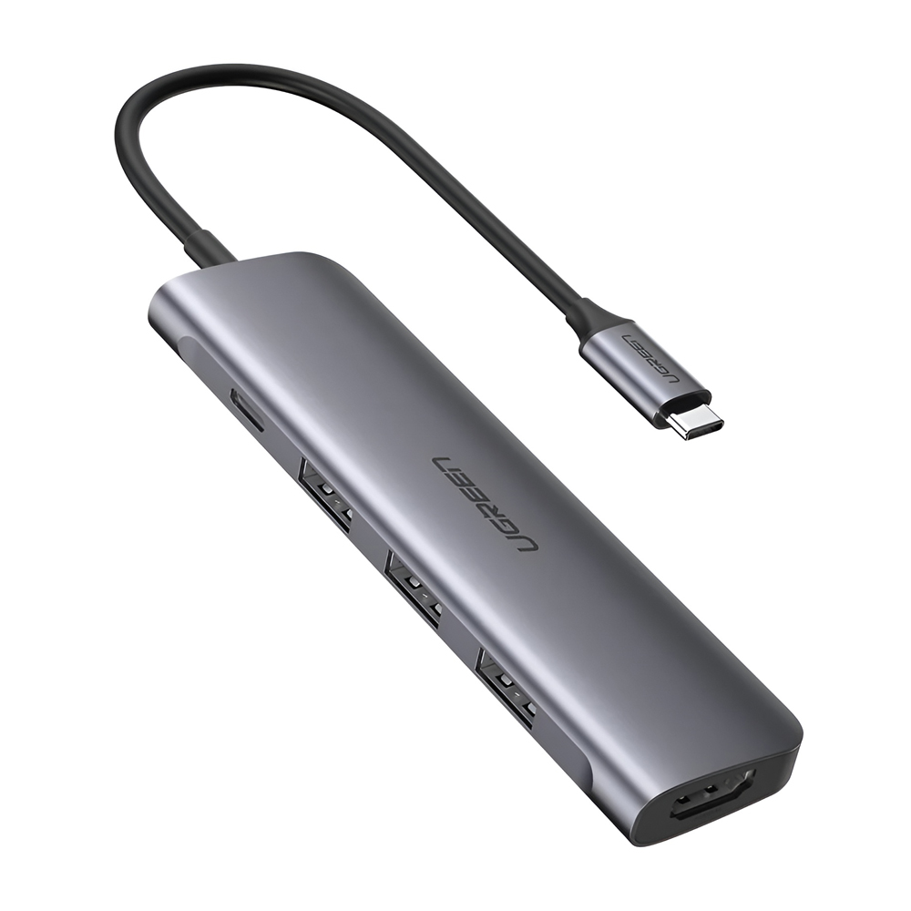 UGREEN USB Type C to HDMI + USB 3.0*3 + PD Power Converter, Black