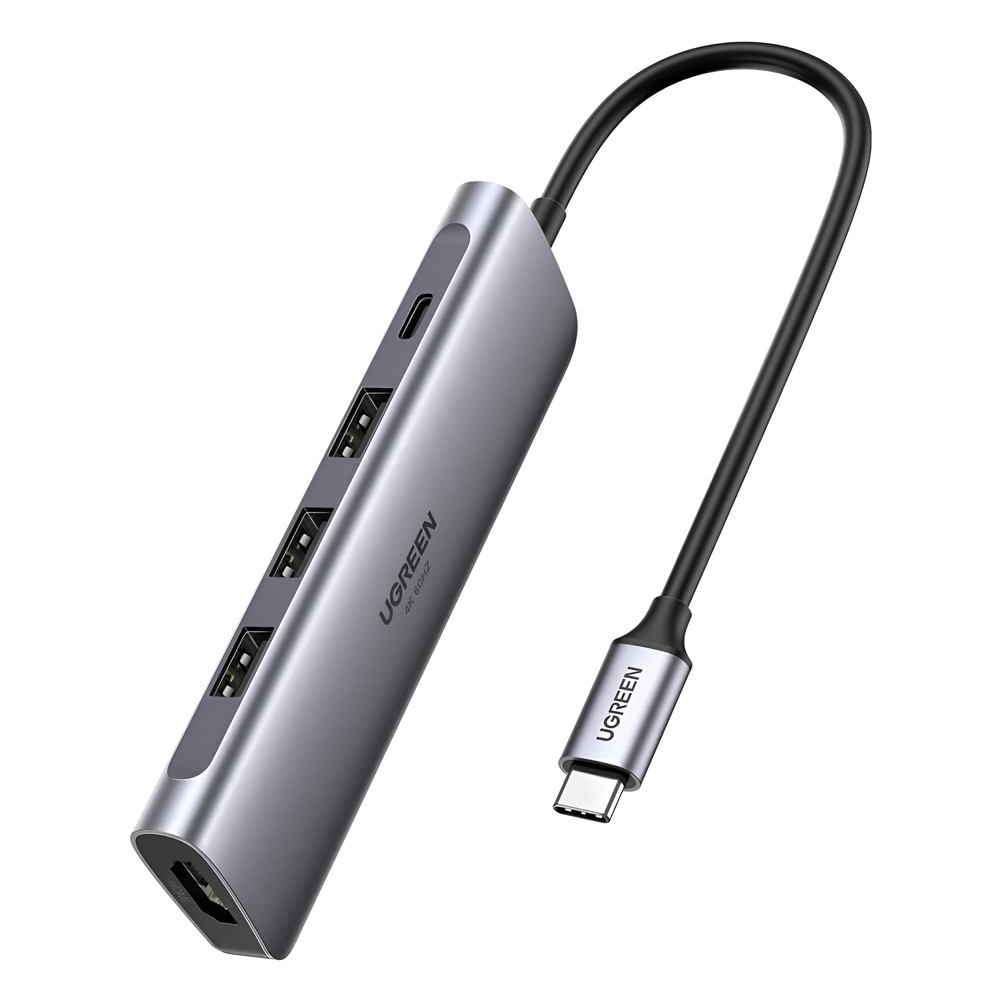 UGREEN USB Type C to HDMI + USB 3.0*3 + PD Power Converter, Black - Image 2