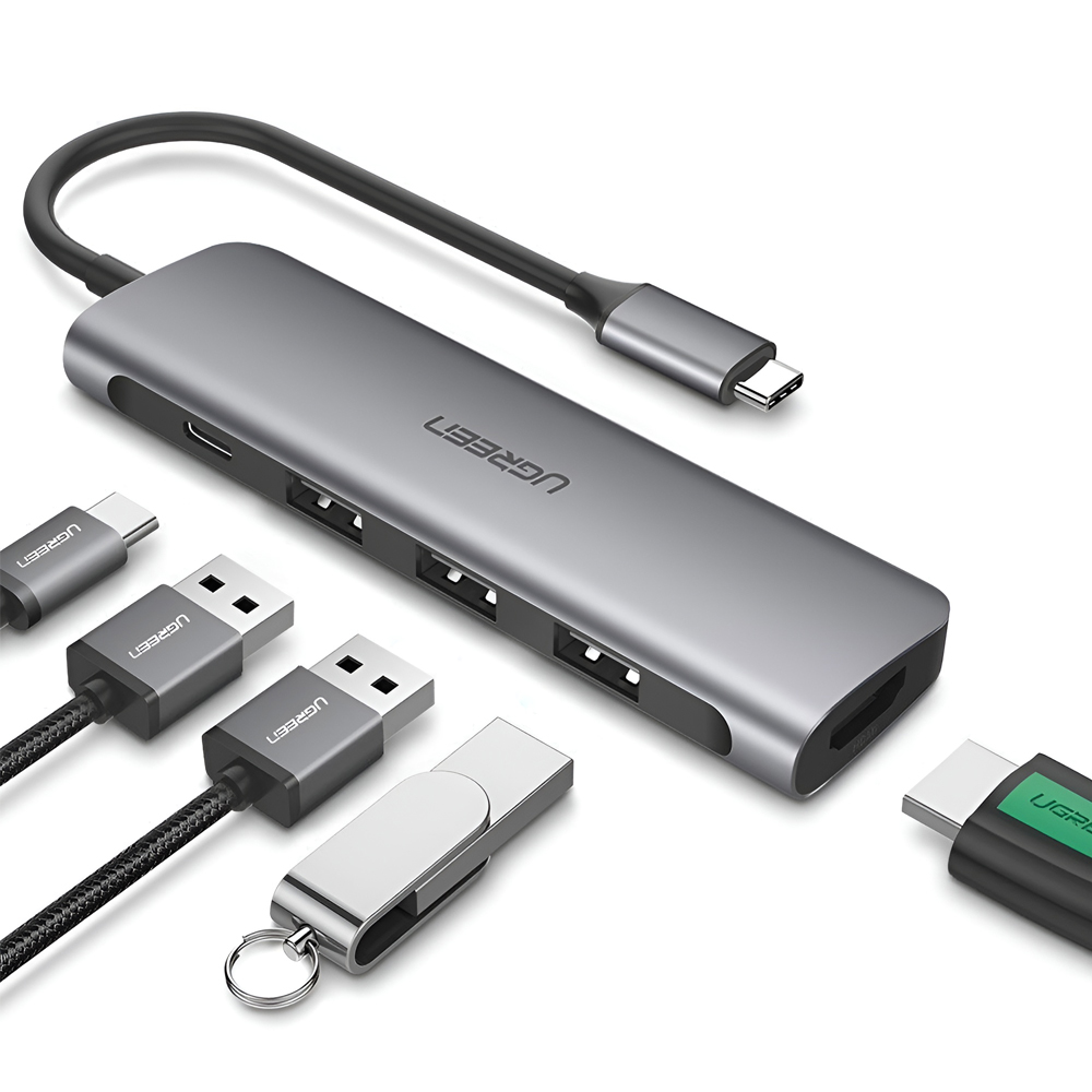 UGREEN USB Type C to HDMI + USB 3.0*3 + PD Power Converter, Black - Image 3