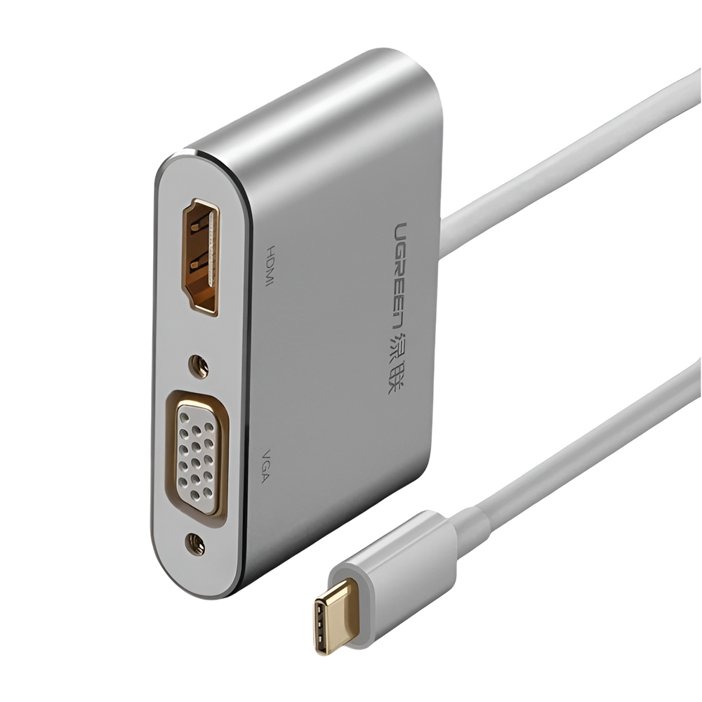 UGREEN Adapter USB-C to HDMI 4K@30Hz + VGA 1080p@60Hz (simultaneously use) with PD CM162, Silver - Image 2