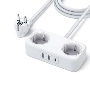 UGREEN Power Strip 2 Plug + 2*USB-A + 1*USB-C, 30W DigiNest Life EU CD280, White