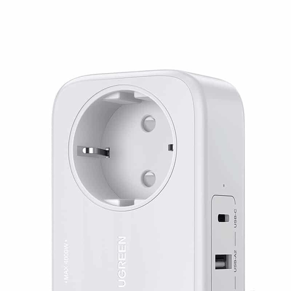 UGREEN Power Strip 2 Plug + 2*USB-A + 1*USB-C, 30W DigiNest Life EU CD280, White - Image 2