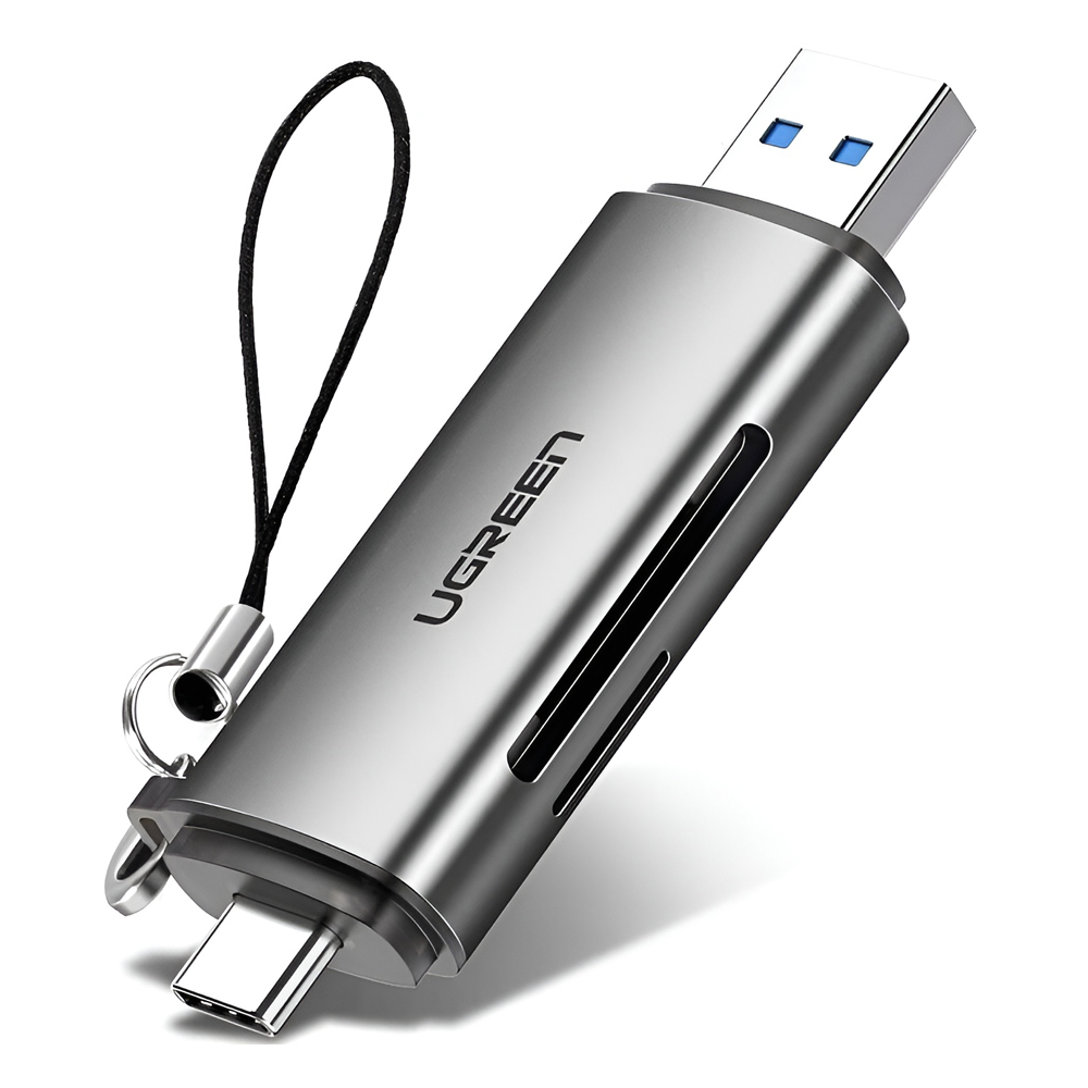 UGREEN Card Reader 2in1 Type-C 3.0 to USB-A 3.0 to TF/SD CM185, Black - Image 2