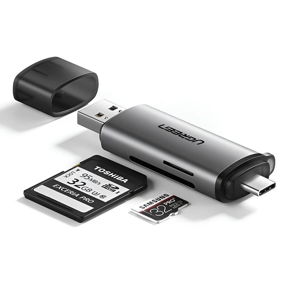 UGREEN Card Reader 2in1 Type-C 3.0 to USB-A 3.0 to TF/SD CM185, Black - Image 3