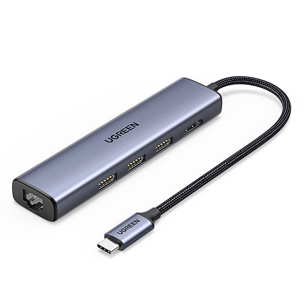 UGREEN HUB 5in1 Type-C 3.0 to 3*USB 3.0 + Gigabit RJ45 CM252, Space Grey
