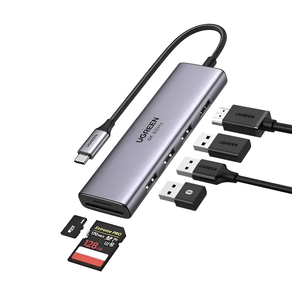 UGREEN HUB 4in1 Type-C 3.0 to 4*USB-A 3.0, up to 5Gpbs CM219, Grey - Image 3