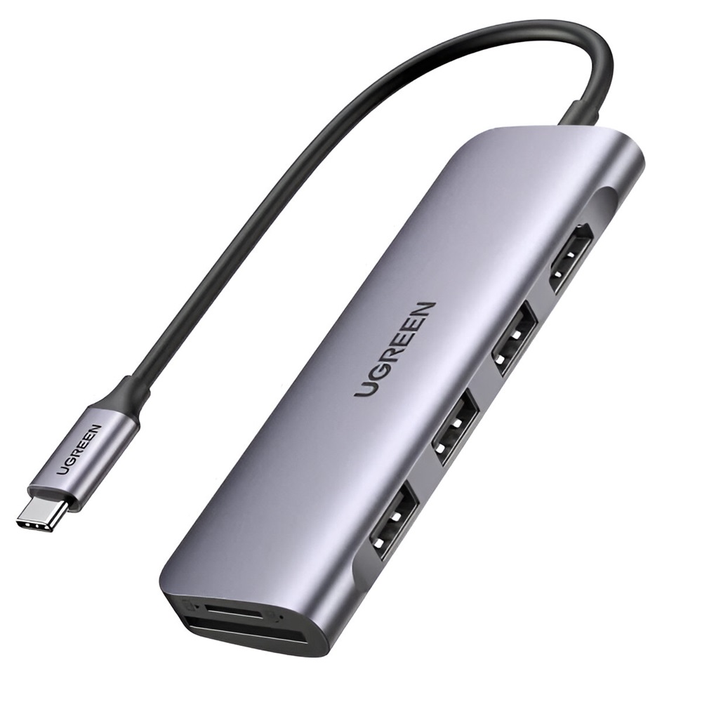 UGREEN HUB 6in1 Type-C 3.0 to 3*USB 3.0 + HDMI + SD/TF CM195, Space Gray - Image 2