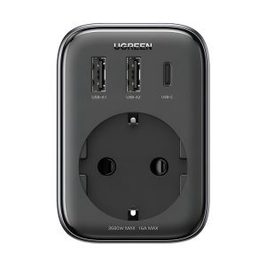 UGREEN Outlet Extender 30W 2*USB + Type-C + AC CD314, Black