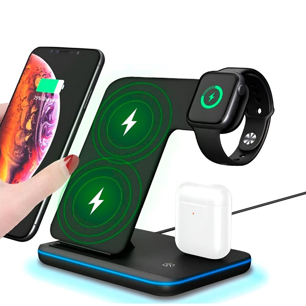 Wireless Charger 3 in1 10W, Black - Image 2
