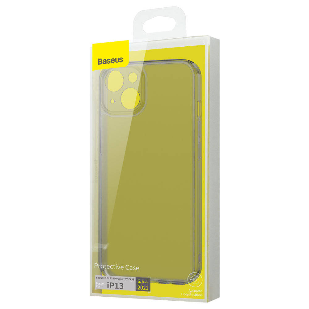 Baseus Frosted Glass Protective Case For iPhone 13, Black - Image 3