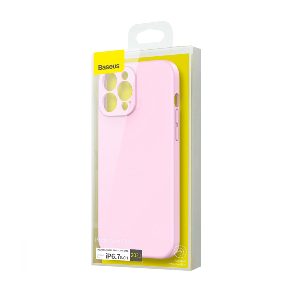 Baseus Case Liquid Silica Gel Protective iPhone 13 Pro Max, Pink - Image 3