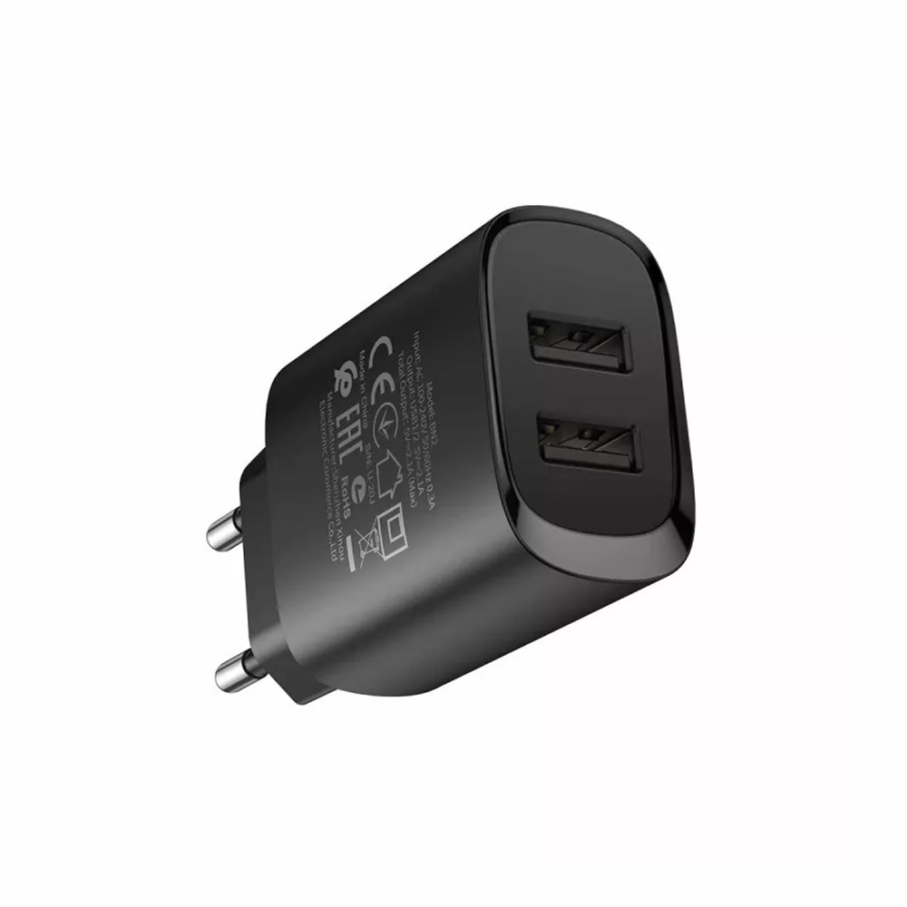 Borofone Wall Charger 2xUSB 2.1A BN2 (EU), Black - Image 2