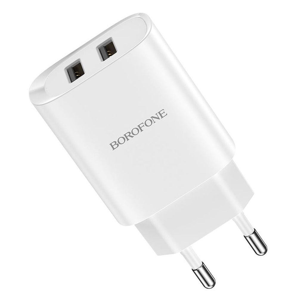 Borofone Wall Charger with Сable USB to Micro-USB 2xUSB 2.1A, White - Image 2