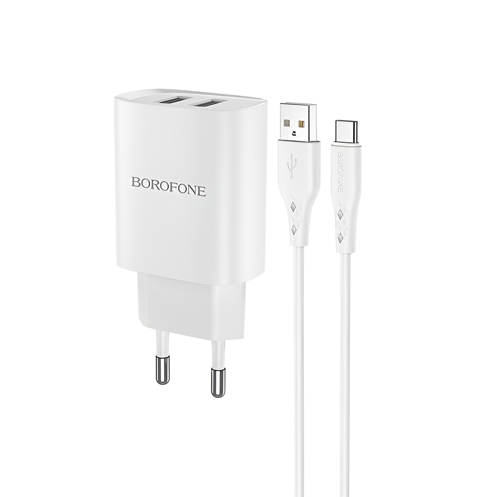 Borofone Wall Charger with Сable USB to Type-C 2xUSB 2.1A BN2 (EU), White - Image 3
