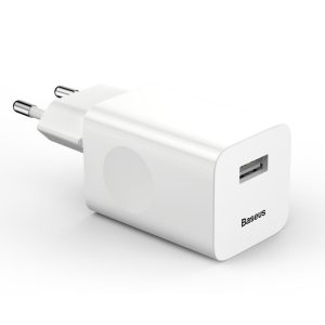 Baseus Wall Charger CN USB QC3 18W with Adapter EU, White