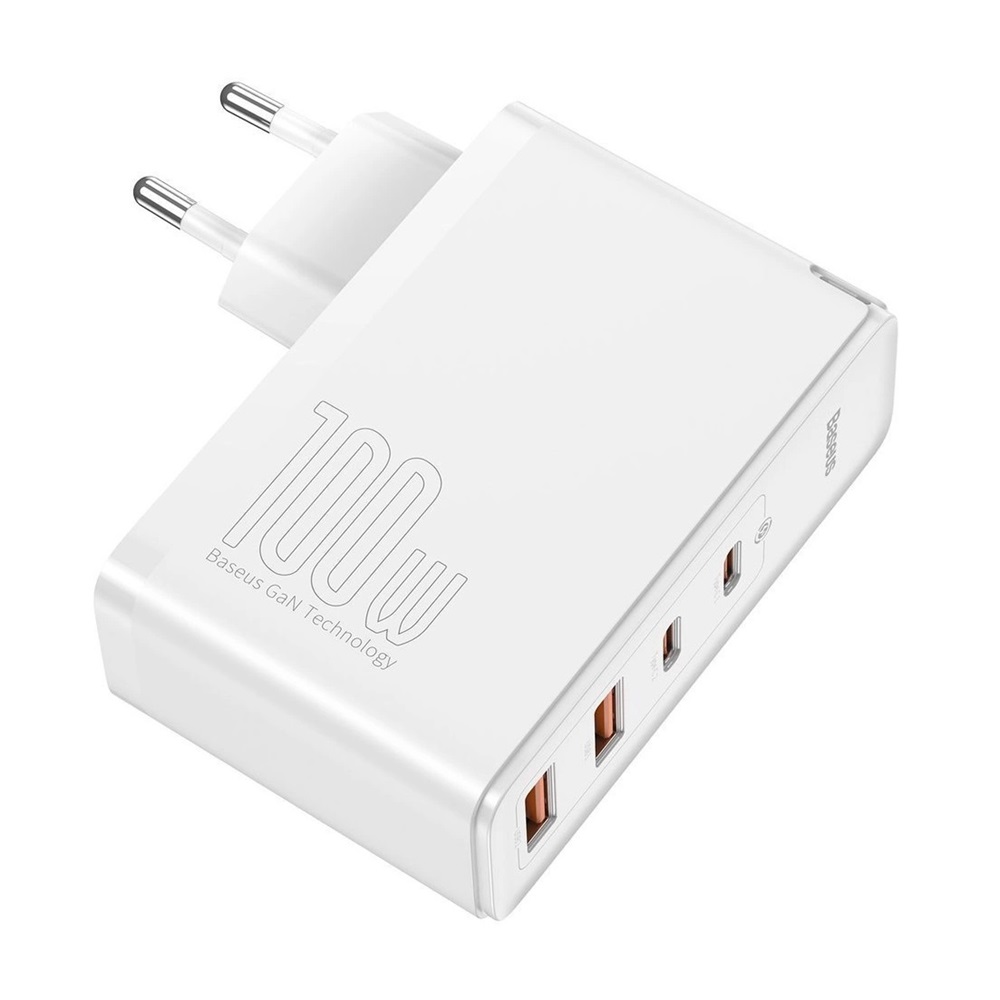 Baseus Wall Charger GaN2 Pro 2*USB-A+2*Type-C 100W, White - Image 4