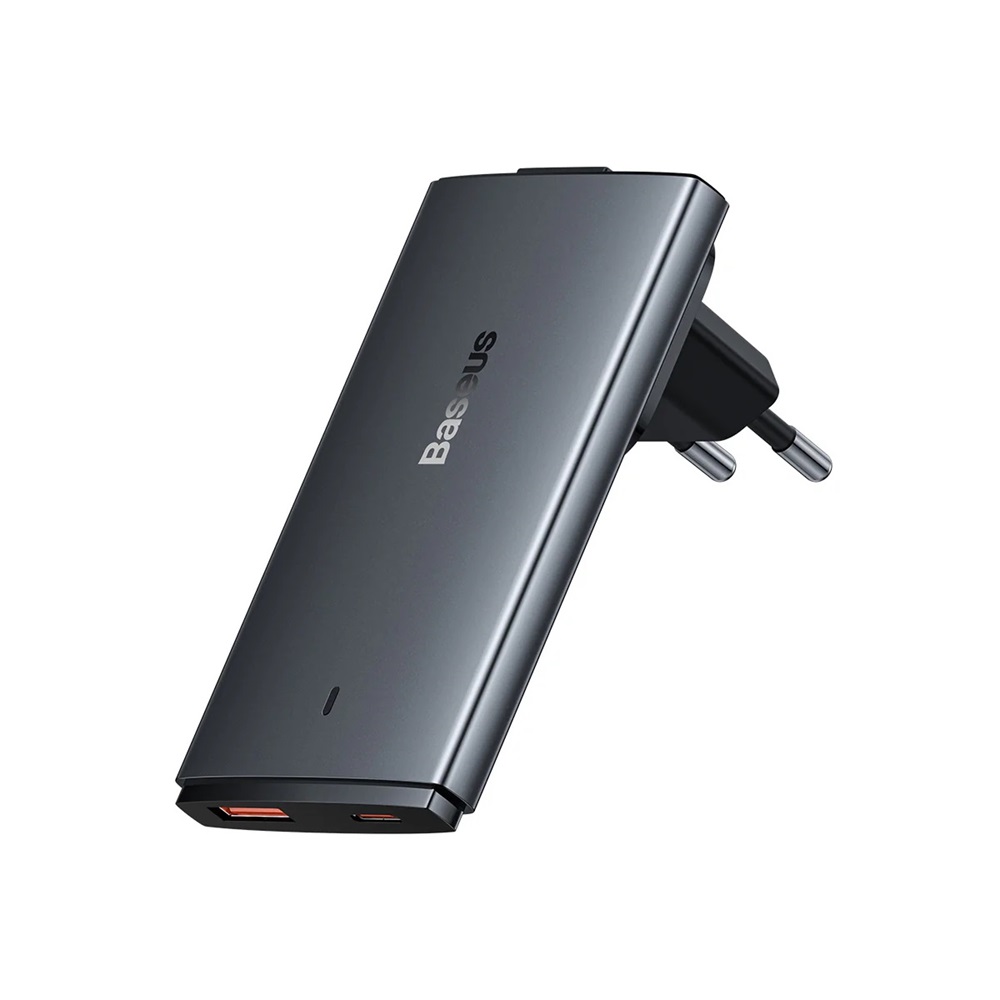 Baseus Wall Charger GaN5 Pro Ultra Slim 1*USB-A+1*Type-C 65W with Cable Type-C to Type-C 100W 1m, Gray - Image 2