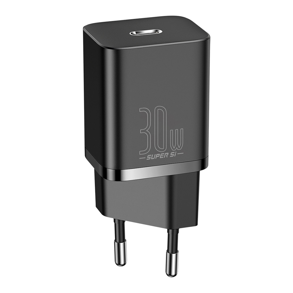 Baseus Super Si Quick Charger 1xType-C 30W EU, Black