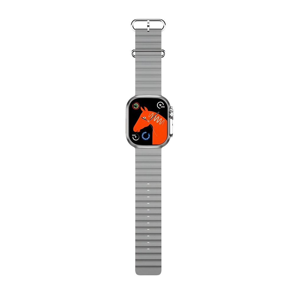 Charome Smart Watch HD Call T8s Ultra Max, With 2 Straps, Silver - Image 3