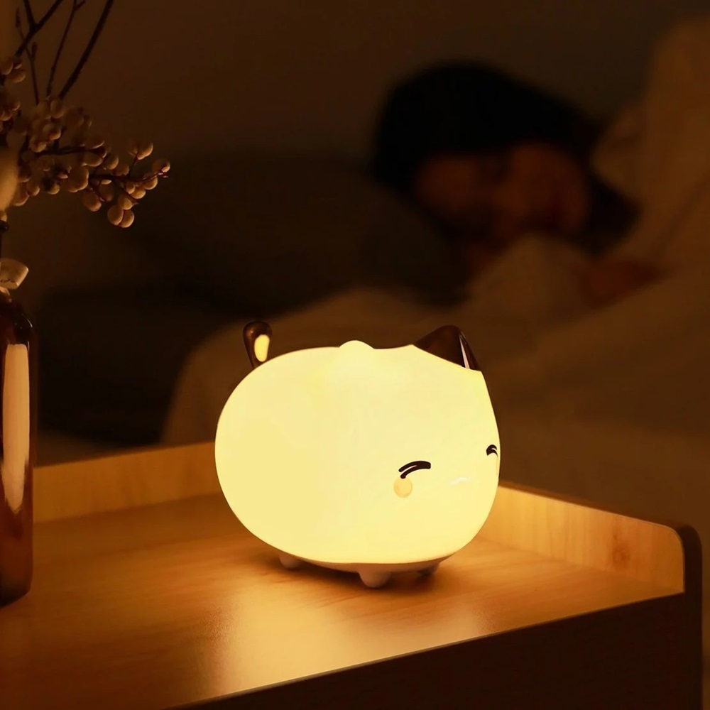 Baseus Cute Series Kitty Silicone Night Light, White - Image 3