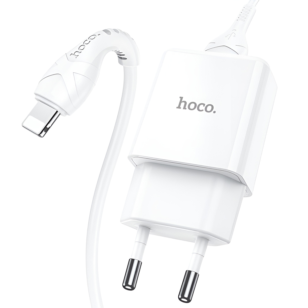 Hoco Wall Charger with Сable USB to Lightning N9 2.1A Especial, White - Image 2