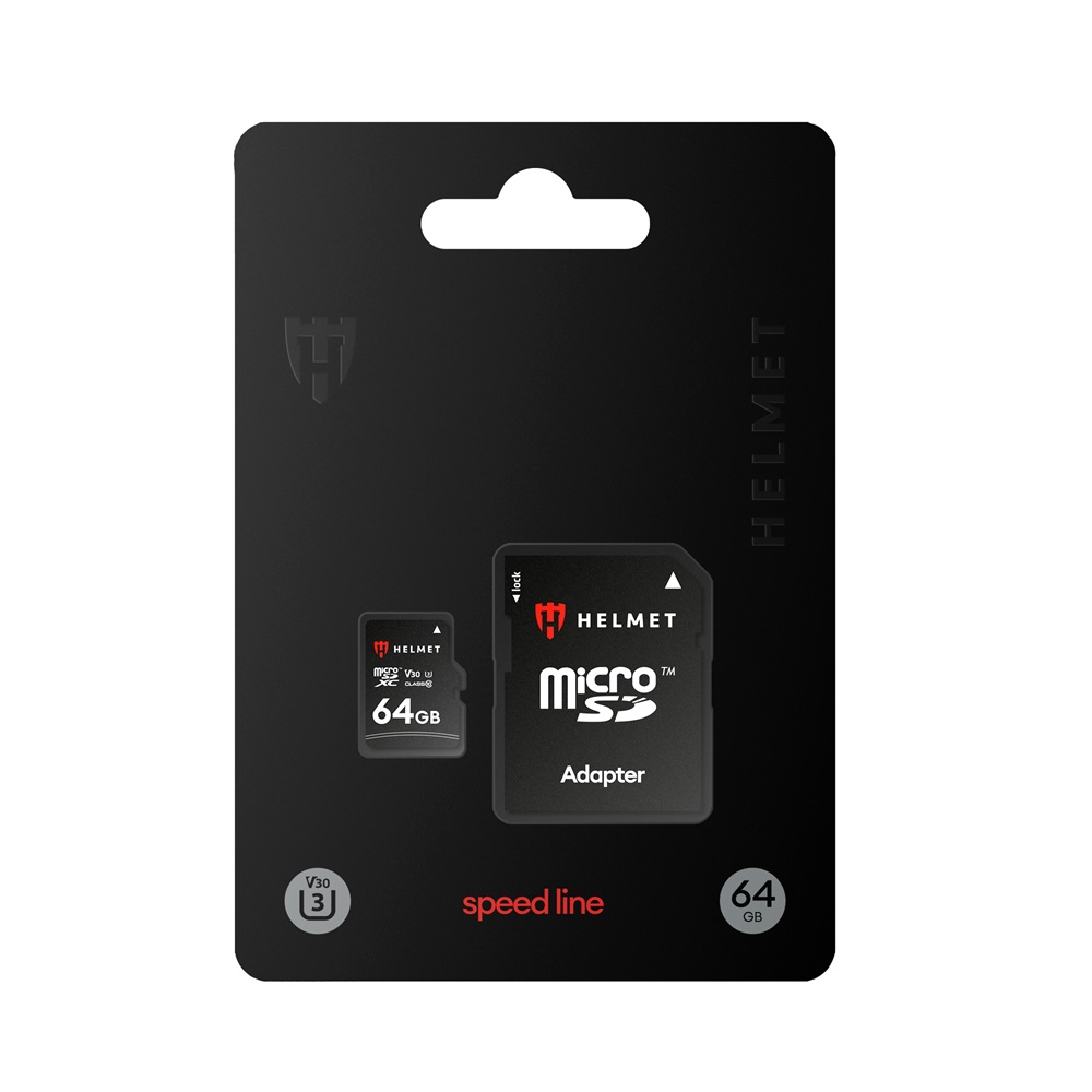 Helmet MicroSD Card UHS-I (U3) (V30) + SD Adapter, Speed Line, 64 GB - Image 2