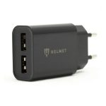 Helmet Wall Charger with Cable USB to Micro-USB 2xUSB 2.4A, Black