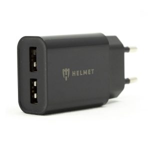 Helmet Wall Charger with Cable USB to Micro-USB 2xUSB 2.4A, Black