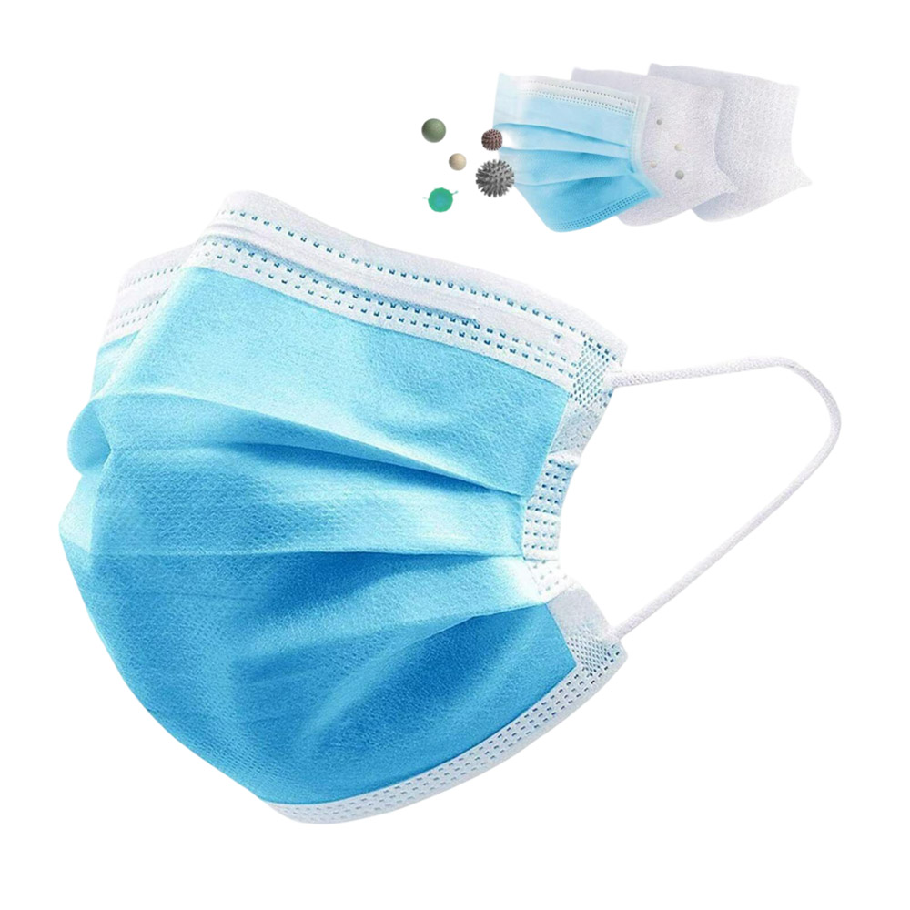 Helmet Disposable Face Mask, 3 layers, Blue. 50pcs/box/ Masca faciala de unica folosinta. Albastra - Image 3