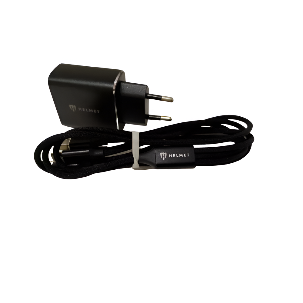 Helmet Wall Charger with Cable USB to Lightning 2xUSB 2.4A, Black - Image 2