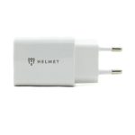 Helmet Wall Charger with Cable USB to Type-C 2xUSB 2.4A, White