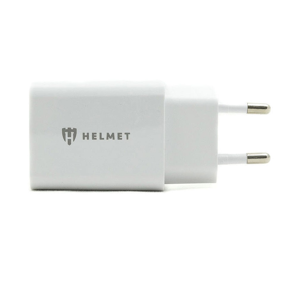 Helmet Wall Charger with Cable USB to Type-C 2xUSB 2.4A, White