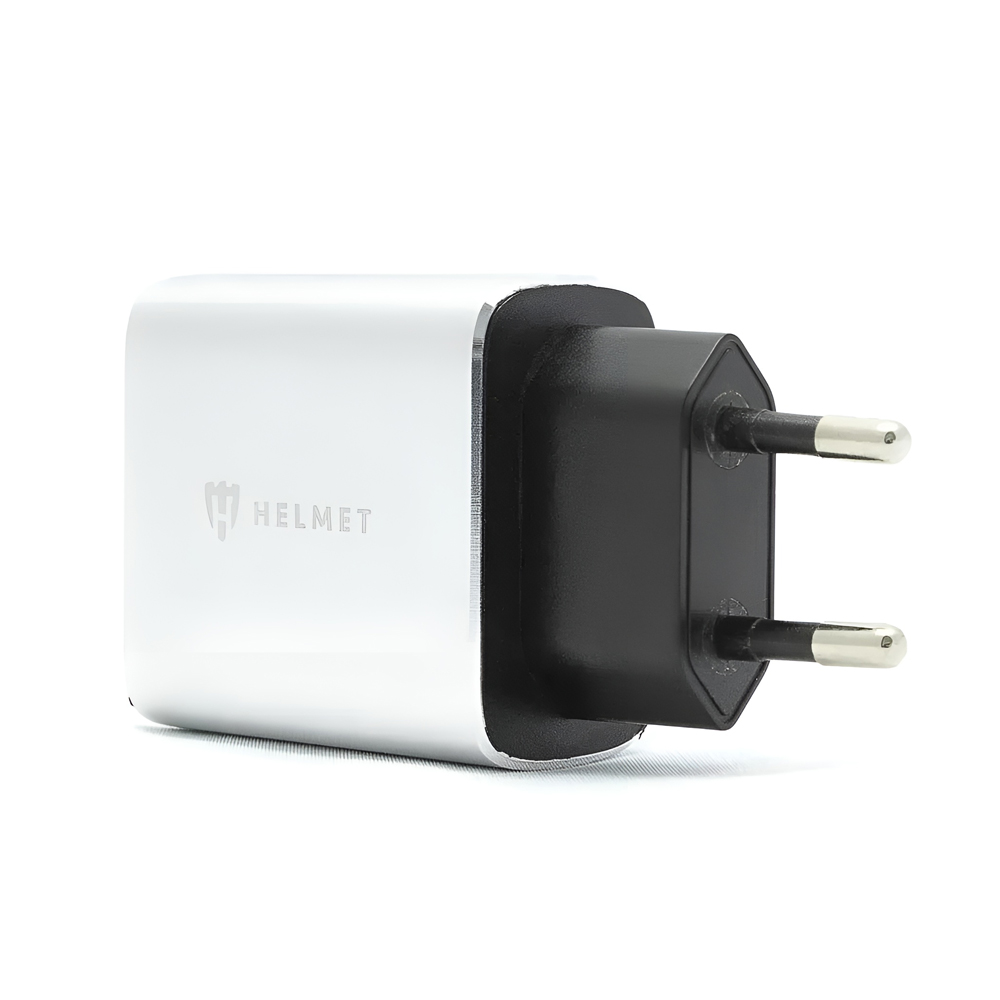 Helmet Wall Charger USB/Type-C QC3.0 18W, Silver - Image 2