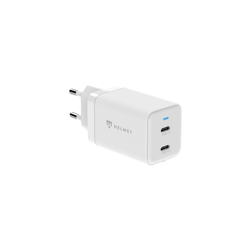 Helmet Wall Charger GaN 2*Type-C 45W 6A, White - Image 3