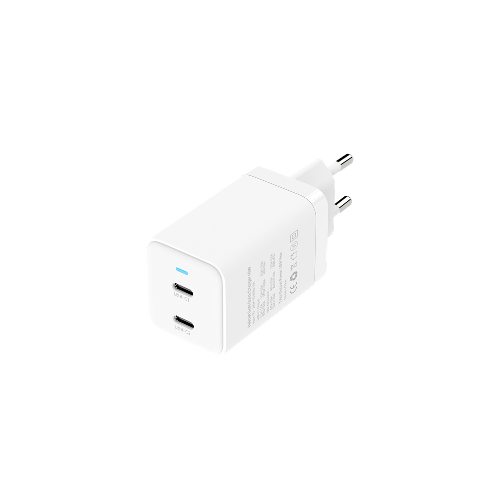 Helmet Wall Charger GaN 2*Type-C 45W 6A, White - Image 4