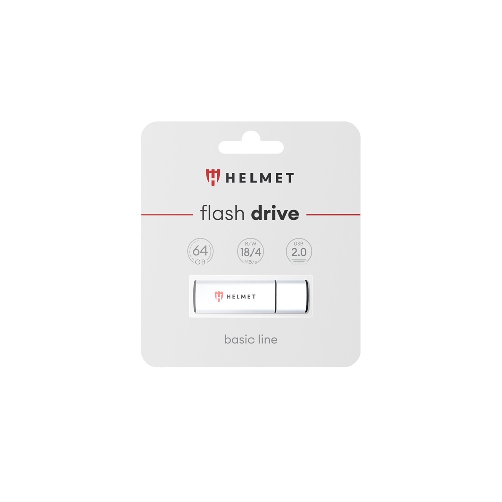 Helmet USB Drive 2.0 Basic Line 64 GB, Silver - Image 2