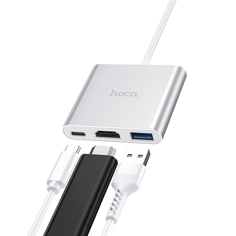 Hoco HB14 Easy use Type-C Adapter (Type-C to USB3.0+HDMI+PD) - Image 2
