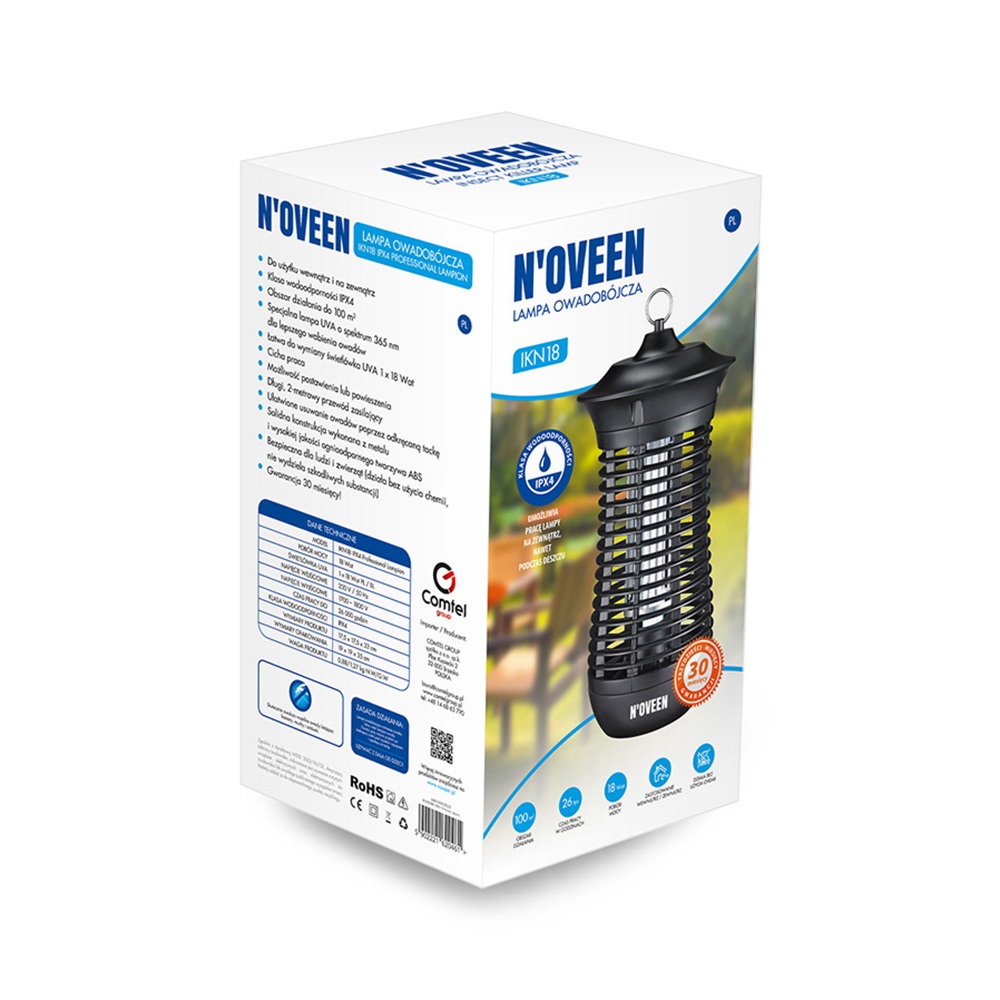 NOVEEN Insect killer lamp IKN18 IPX4 professional lampion, area up to 100 m2 - Image 2