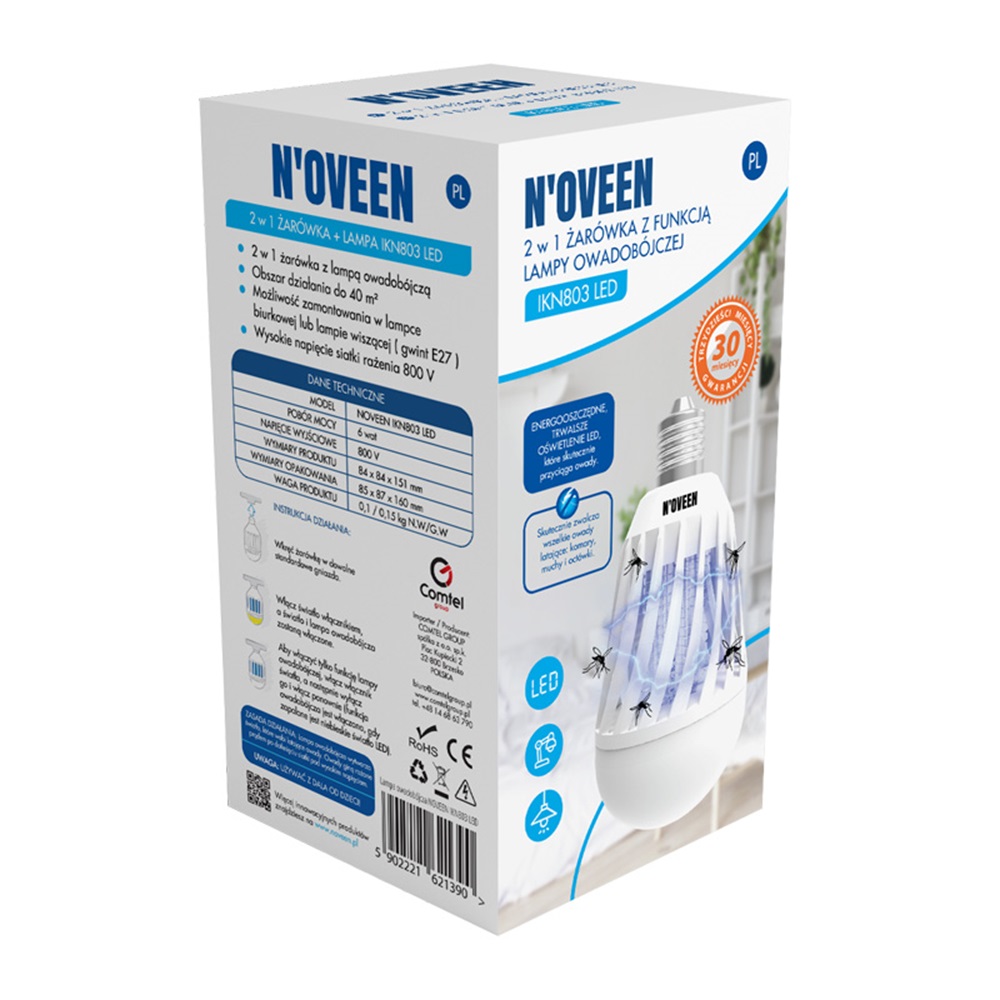 NOVEEN Insect killer lamp IKN803 Light Bulb LED, area up to 40 m2 - Image 2