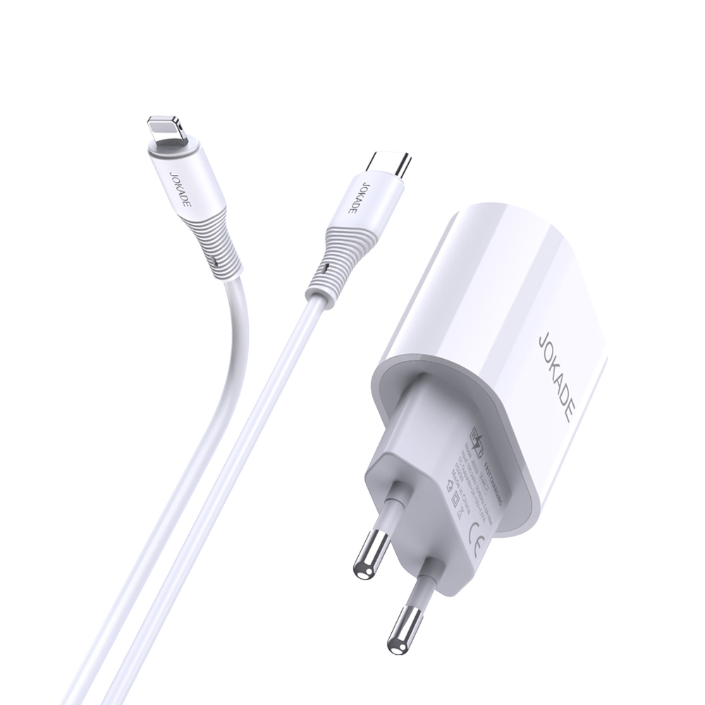 Jokade Wall Charger with Cable Type-C to Lightning 20W Chengyun JB010, White - Image 3