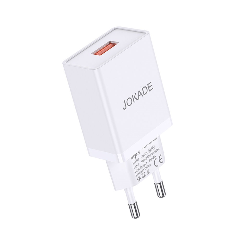 Jokade Wall Charger with Cable USB to Micro-USB Single Port 5A JB022, White